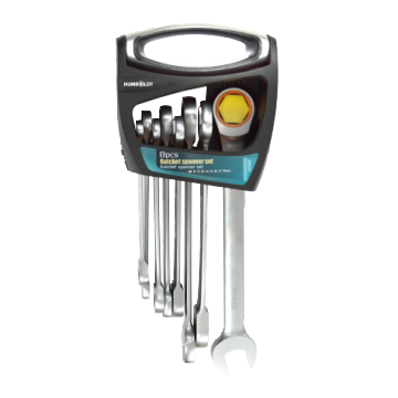 RATCHET SPANNER SET W/FOLDING RACK & COLOR RING